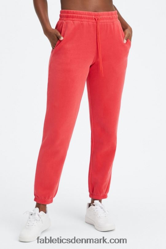 Fabletics Kvinder forever fleece go-to joggingbukser PNX2T73 vasket elektrisk kirsebær/hvid