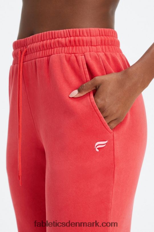 Fabletics Kvinder forever fleece go-to joggingbukser PNX2T73 vasket elektrisk kirsebær/hvid