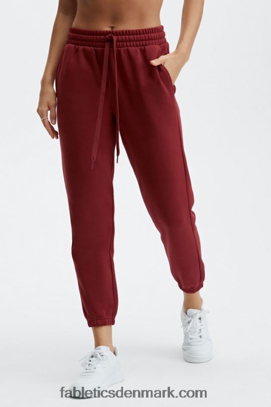Fabletics Kvinder gå til klassiske joggingbukser PNX2T167 dyb rød/la logo bar