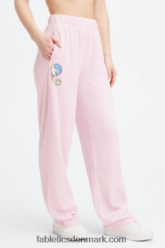 Fabletics Kvinder håndklæde frotté sweatpants med brede ben PNX2T136 pink escape store sommergalskab/reflekssølv