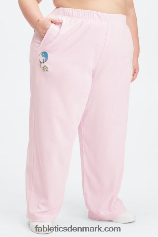 Fabletics Kvinder håndklæde frotté sweatpants med brede ben PNX2T137 koral leopard/refleks sølv