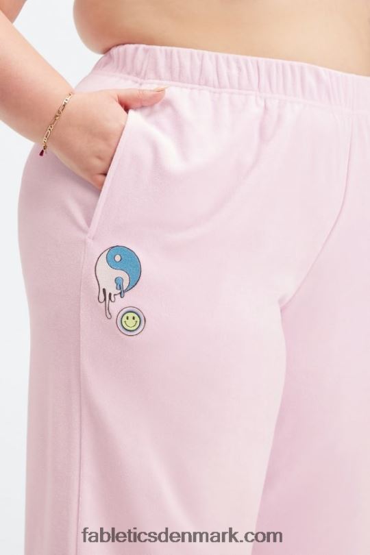 Fabletics Kvinder håndklæde frotté sweatpants med brede ben PNX2T137 koral leopard/refleks sølv