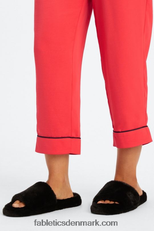 Fabletics Kvinder økosatin crop pant PNX2T51 jordbær rød/sort