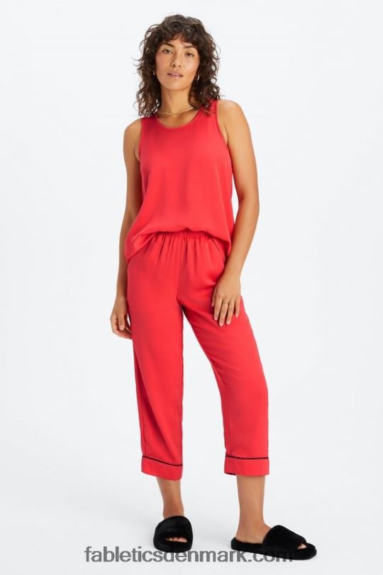 Fabletics Kvinder økosatin crop pant PNX2T51 jordbær rød/sort