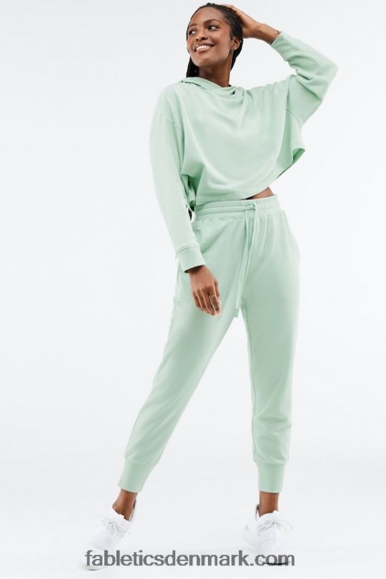 Fabletics Kvinder luksus frotté jogger 3 PNX2T26 vasket indigo/hvid