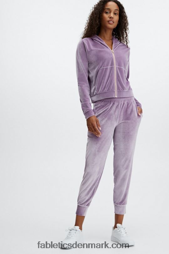 Fabletics Kvinder luksus jogger i velour PNX2T150 falmet oliven/lyserød punch