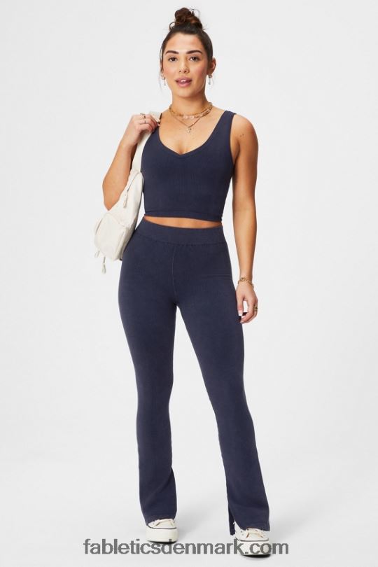 Fabletics Kvinder sky sømløs højtaljet split flare PNX2T1 mørk indigo