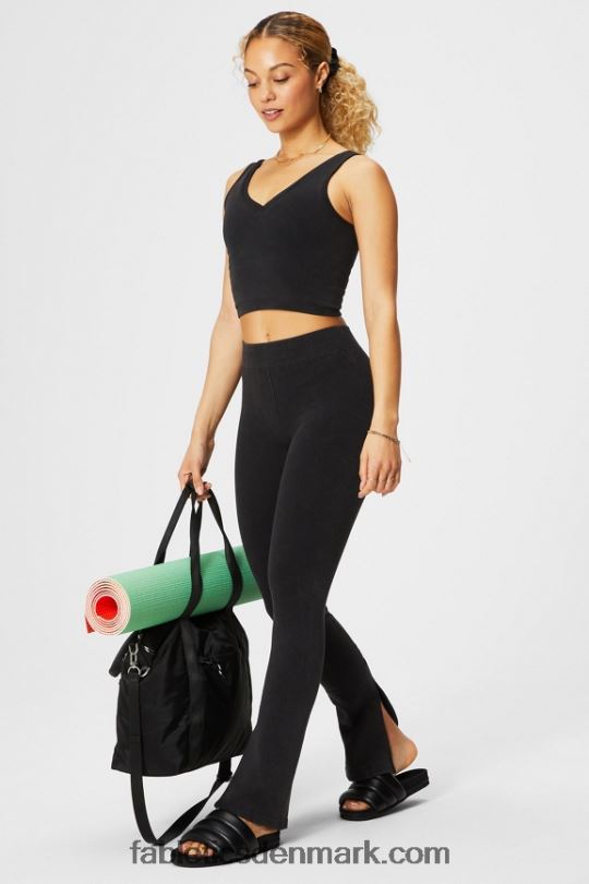 Fabletics Kvinder sky sømløs højtaljet split flare PNX2T3 vintage sort