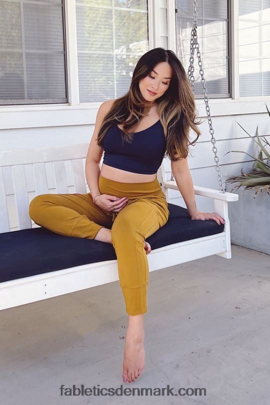 Fabletics Kvinder slanke strikbukser med snoretræk PNX2T154 sort/klassisk hvid