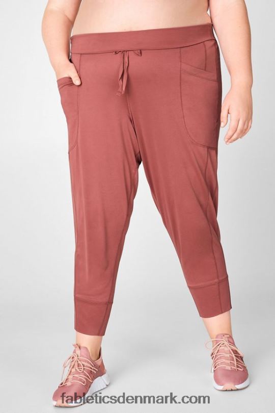 Fabletics Kvinder slanke strikbukser med snoretræk PNX2T160 eftermiddagssol/lyserød smørcreme