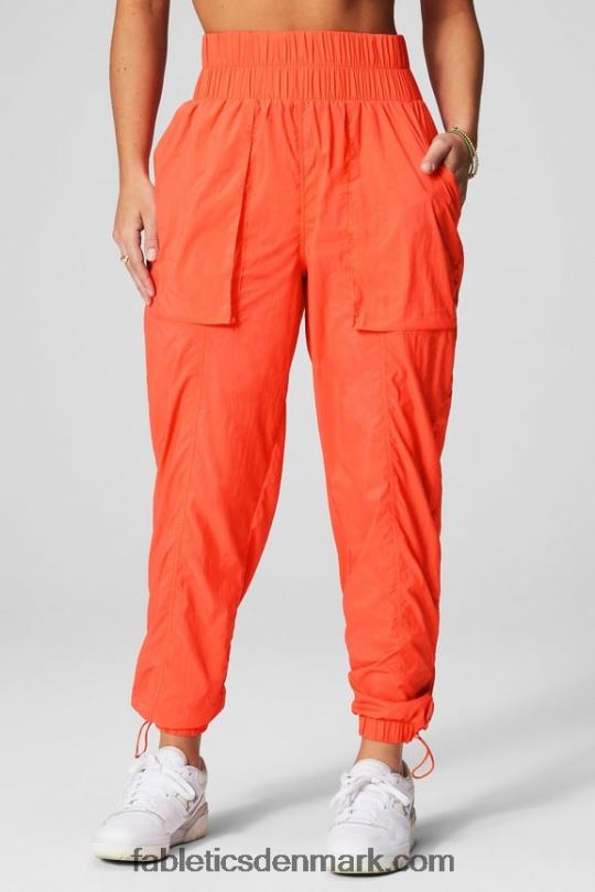 Fabletics Kvinder ultra højtaljede nylonbukser med rør PNX2T6 passion orange/reflekterende sølv
