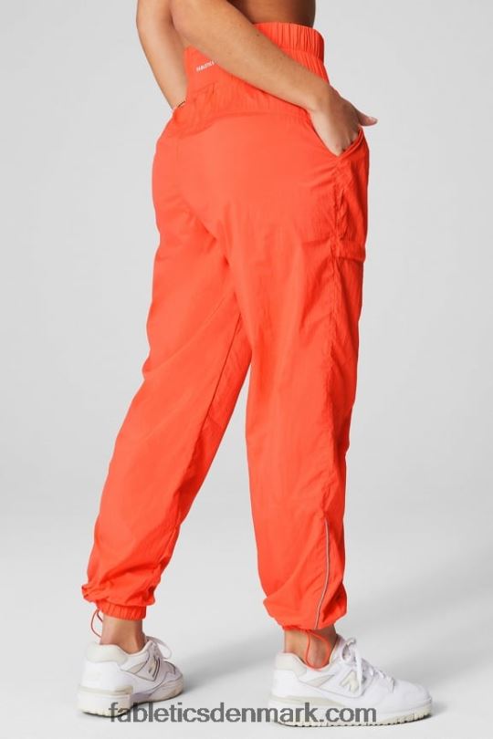 Fabletics Kvinder ultra højtaljede nylonbukser med rør PNX2T6 passion orange/reflekterende sølv