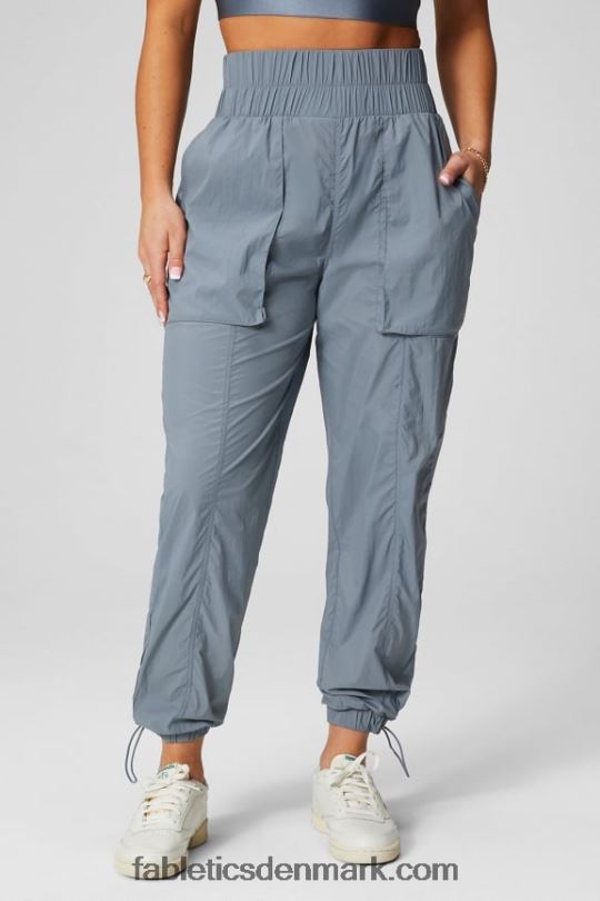 Fabletics Kvinder ultra højtaljede nylonbukser med rør PNX2T8 stormsky/reflekterende sølv