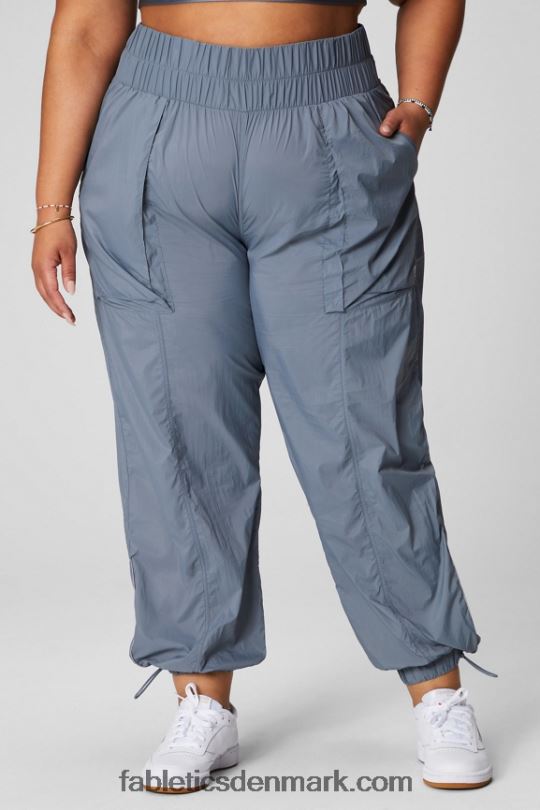 Fabletics Kvinder ultra højtaljede nylonbukser med rør PNX2T9 stormsky/reflekterende sølv