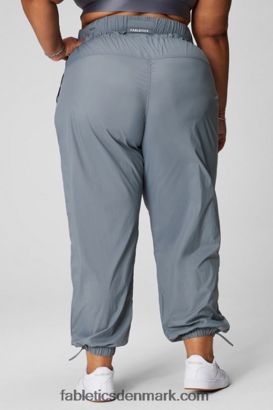 Fabletics Kvinder ultra højtaljede nylonbukser med rør PNX2T9 stormsky/reflekterende sølv