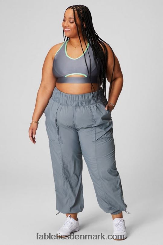 Fabletics Kvinder ultra højtaljede nylonbukser med rør PNX2T9 stormsky/reflekterende sølv