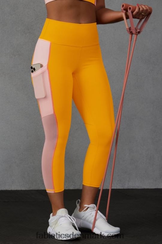 Fabletics Kvinder On-the-go powerhold højtaljet capri 44 PNX2T765 eftermiddagssol/lyserød smørcreme