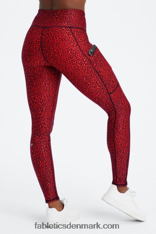 Fabletics Kvinder Therma-flex højaljet lommelegging PNX2T1036 elektrisk kirsebær mini leopard