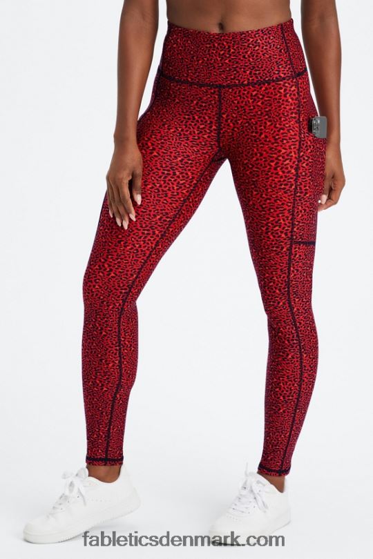 Fabletics Kvinder Therma-flex højaljet lommelegging PNX2T1036 elektrisk kirsebær mini leopard
