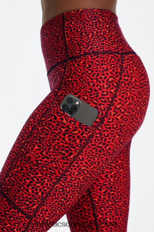 Fabletics Kvinder Therma-flex højaljet lommelegging PNX2T1036 elektrisk kirsebær mini leopard