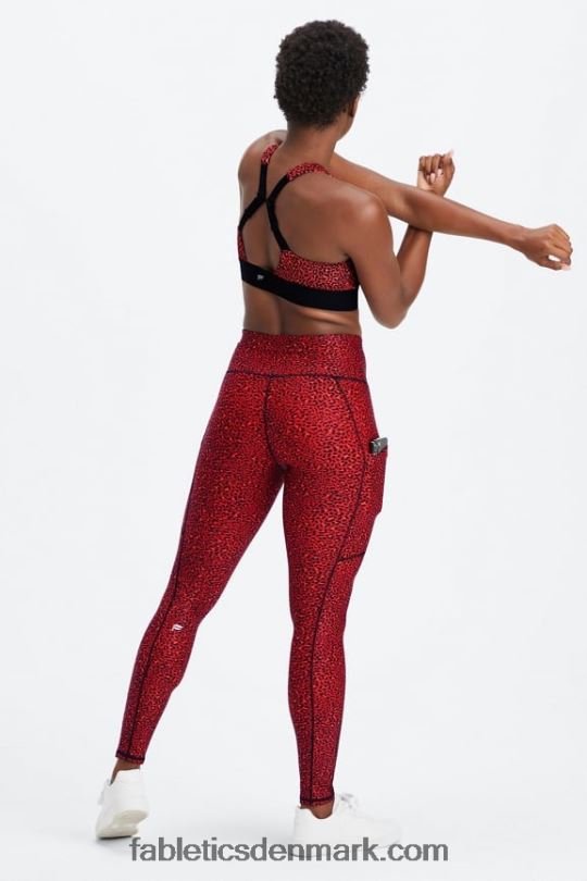 Fabletics Kvinder Therma-flex højaljet lommelegging PNX2T1036 elektrisk kirsebær mini leopard