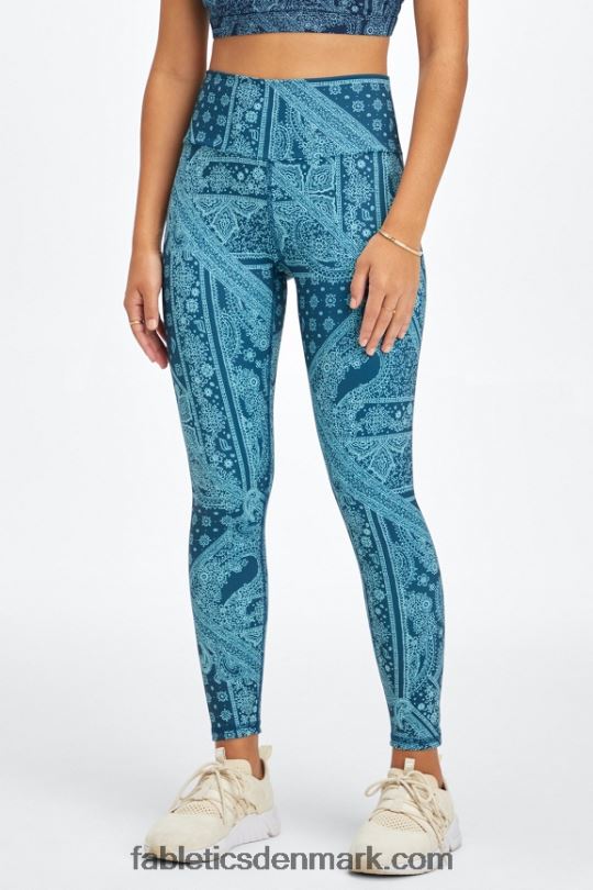 Fabletics Kvinder boost powerhold højtaljet 7/8 legging 60 PNX2T849 blå nova bandana/tapioka