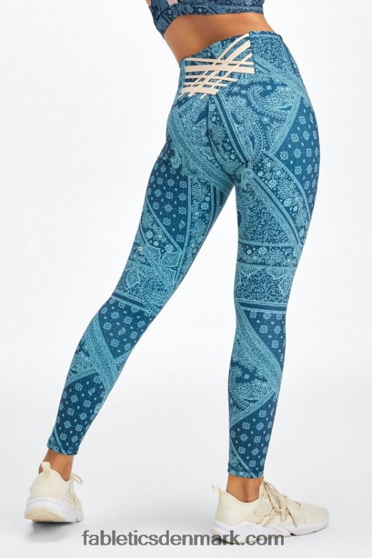Fabletics Kvinder boost powerhold højtaljet 7/8 legging 60 PNX2T849 blå nova bandana/tapioka