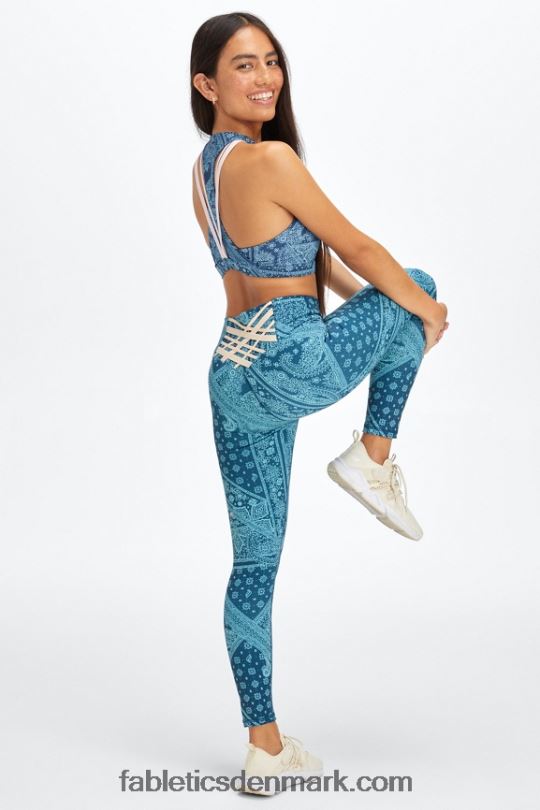 Fabletics Kvinder boost powerhold højtaljet 7/8 legging 60 PNX2T849 blå nova bandana/tapioka