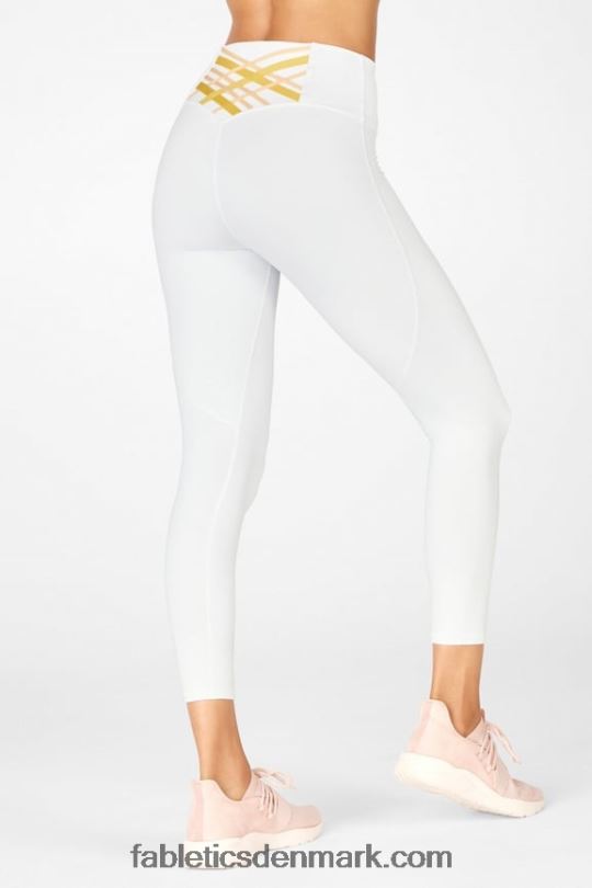 Fabletics Kvinder boost powerhold højtaljet 7/8 legging 62 PNX2T861 hvid/citrondråbe/orange sorbet