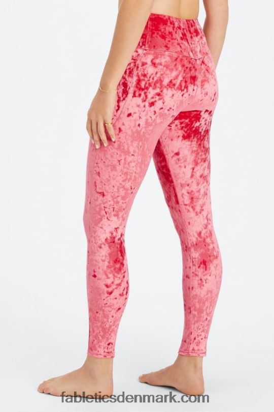 Fabletics Kvinder crossover legging i knust velour PNX2T1073 jordbær rød
