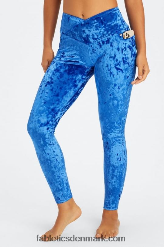 Fabletics Kvinder crossover legging i knust velour PNX2T1076 celeste