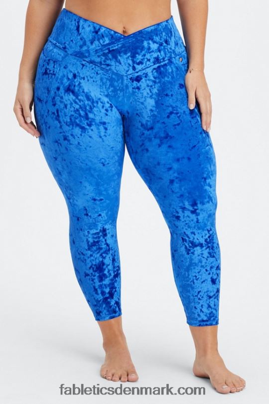 Fabletics Kvinder crossover legging i knust velour PNX2T1077 celeste
