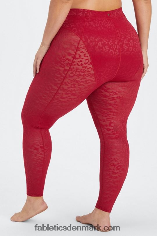 Fabletics Kvinder højtaljet legging i leopard mesh PNX2T1081 dyb rød