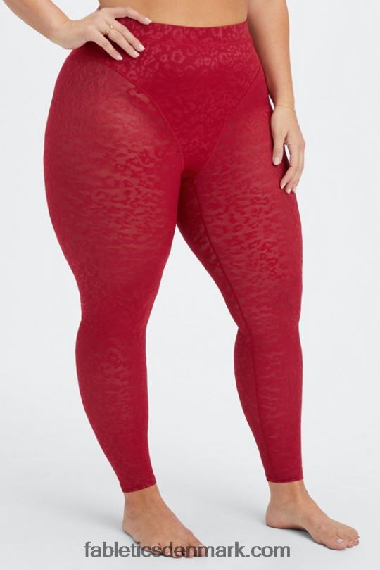 Fabletics Kvinder højtaljet legging i leopard mesh PNX2T1081 dyb rød