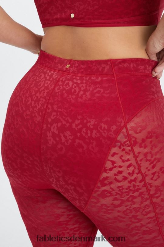 Fabletics Kvinder højtaljet legging i leopard mesh PNX2T1081 dyb rød