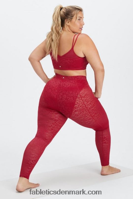 Fabletics Kvinder højtaljet legging i leopard mesh PNX2T1081 dyb rød