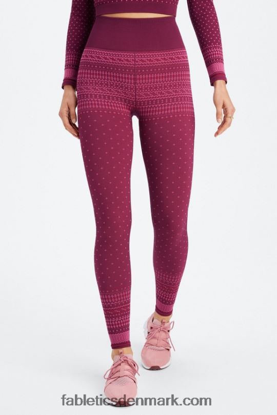 Fabletics Kvinder højtaljet sømløs fair isle legging PNX2T1072 merlot/multi
