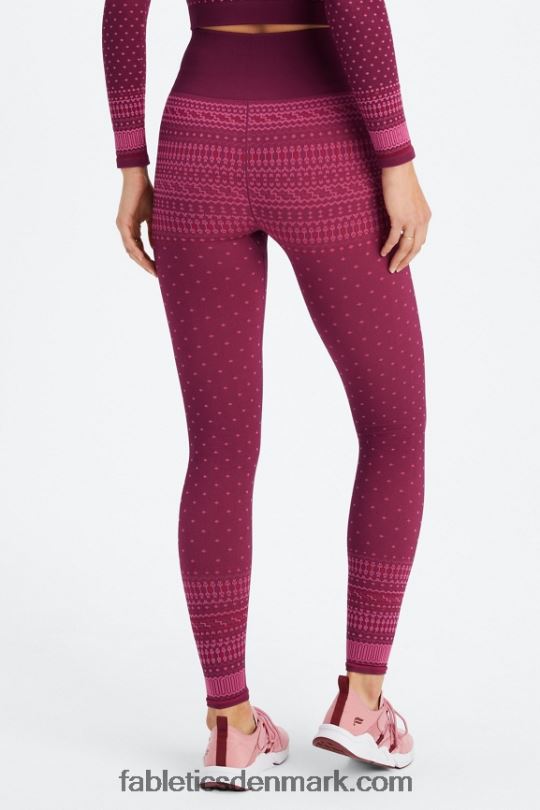 Fabletics Kvinder højtaljet sømløs fair isle legging PNX2T1072 merlot/multi
