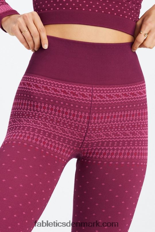 Fabletics Kvinder højtaljet sømløs fair isle legging PNX2T1072 merlot/multi