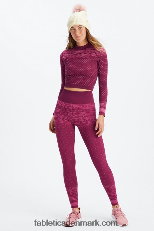 Fabletics Kvinder højtaljet sømløs fair isle legging PNX2T1072 merlot/multi