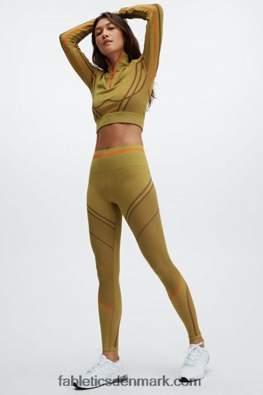 Fabletics Kvinder højtaljet sømløs jacquardlegging PNX2T1210 varm oliven/multi