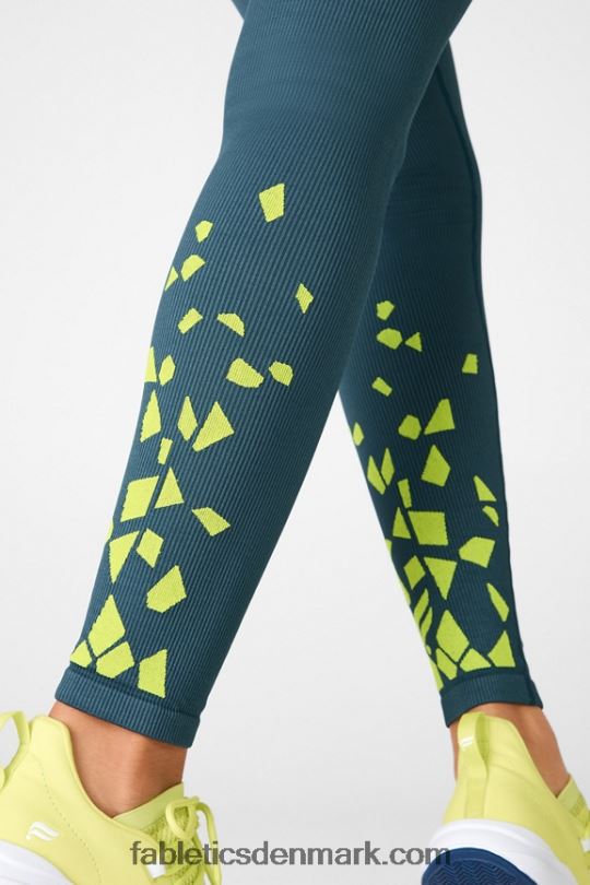 Fabletics Kvinder højtaljet sømløs riblegging PNX2T1298 tonalt himmelblåt/surt æble