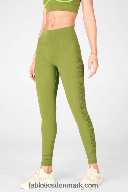 Fabletics Kvinder højtaljet, skulpturel legging af jord PNX2T1313 basilikum/grizzly