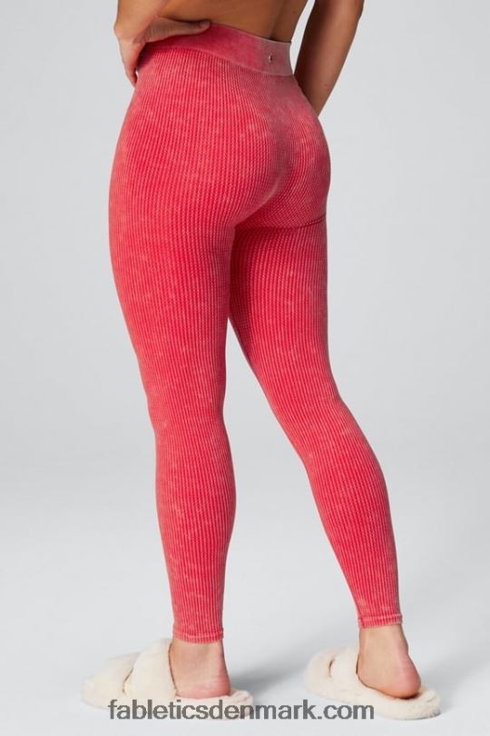 Fabletics Kvinder kabelstrik 7/8 legging PNX2T1030 vasket jordbærrød