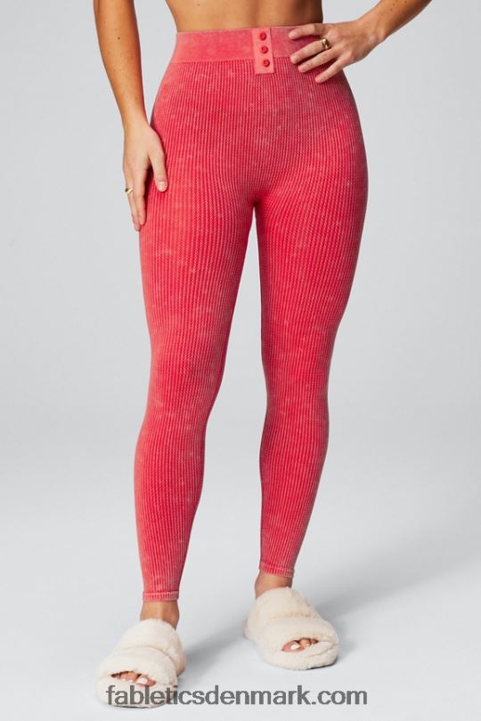 Fabletics Kvinder kabelstrik 7/8 legging PNX2T1030 vasket jordbærrød
