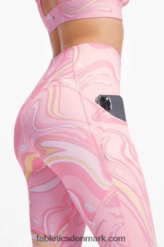Fabletics Kvinder oasis pureluxe højtaljede capri PNX2T961 guava marmor tusindfryd