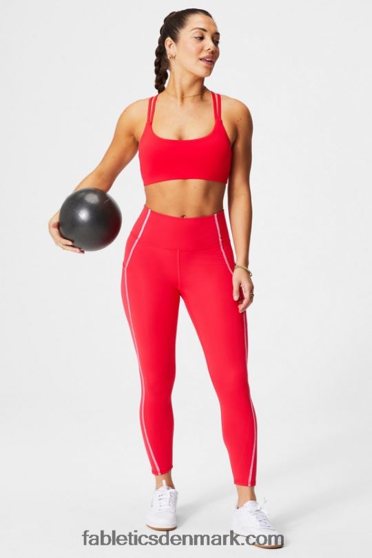 Fabletics Kvinder oasis pureluxe højtaljet 7/8 legging 47 PNX2T781 klassisk kirsebær/klassisk hvid