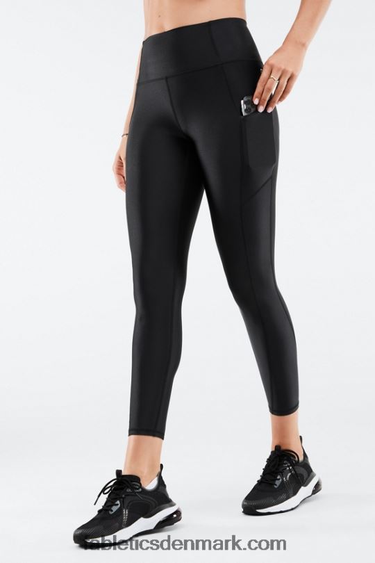 Fabletics Kvinder oasis pureluxe højtaljet shine 7/8 legging PNX2T896 sort glans