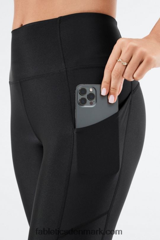 Fabletics Kvinder oasis pureluxe højtaljet shine 7/8 legging PNX2T896 sort glans