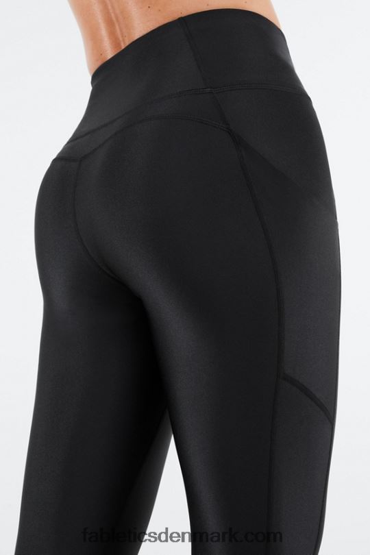 Fabletics Kvinder oasis pureluxe højtaljet shine 7/8 legging PNX2T896 sort glans